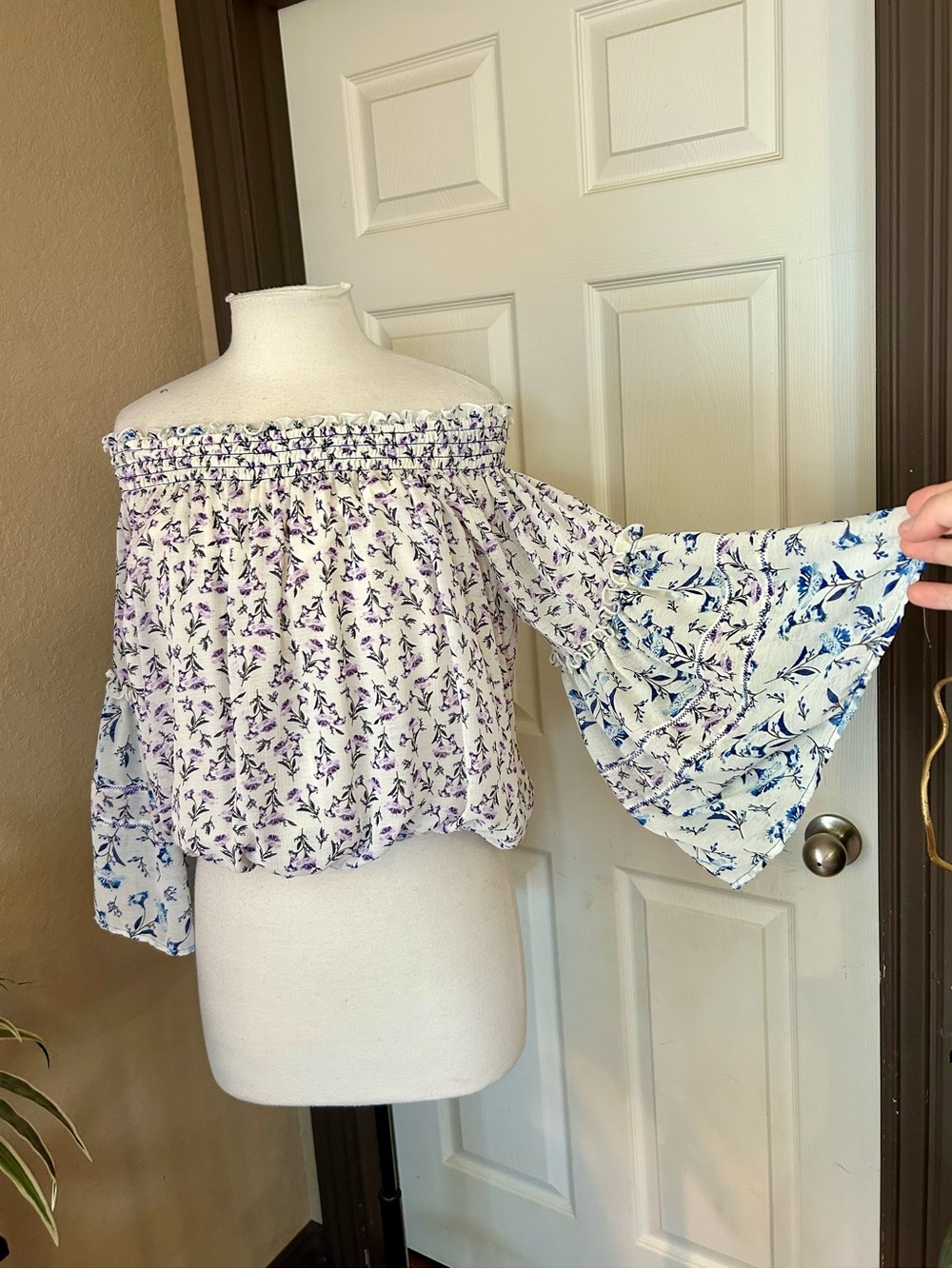 Free People Off Shoulder Floral Crop Top